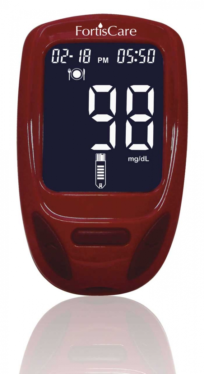 The FortisCare EM66 Blood Glucose Meter from Oak Tree Health.
