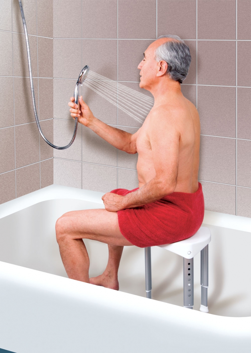 elderly man in shower