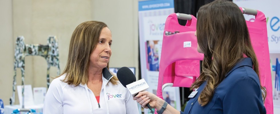 Founder of Jover, Mary Schuleri, being interviewed about her product at Medtrade